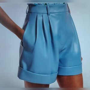 *NEW* ANTWERP BLUE RELAXED HIGH-RISE FAUX LEATHER CUFFED SHORTS WOMEN'S Sz M-L